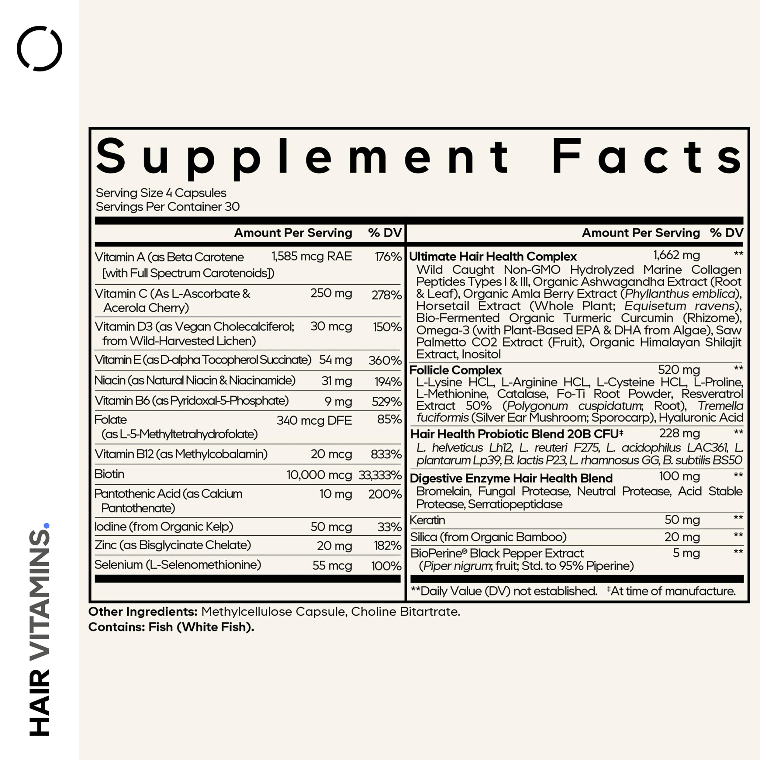Codeage marine collagen bottle with types I & III for hair structure