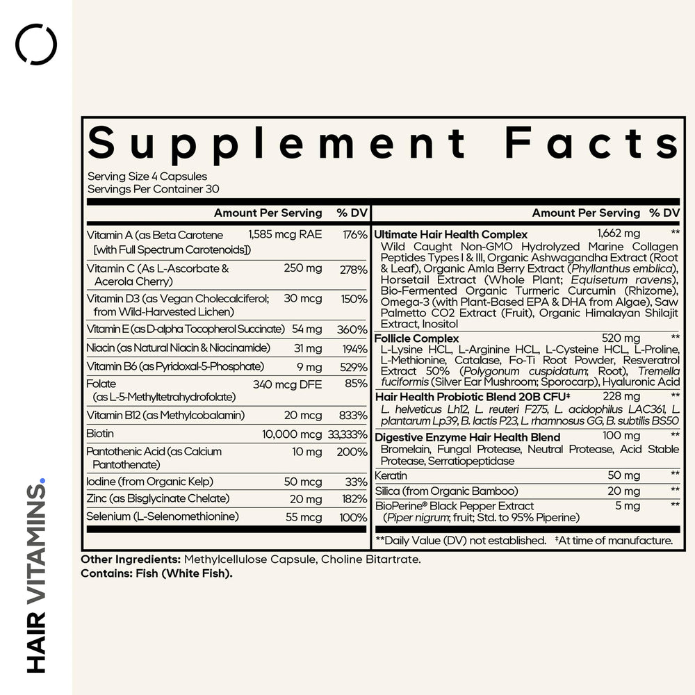 Codeage marine collagen bottle with types I & III for hair structure
