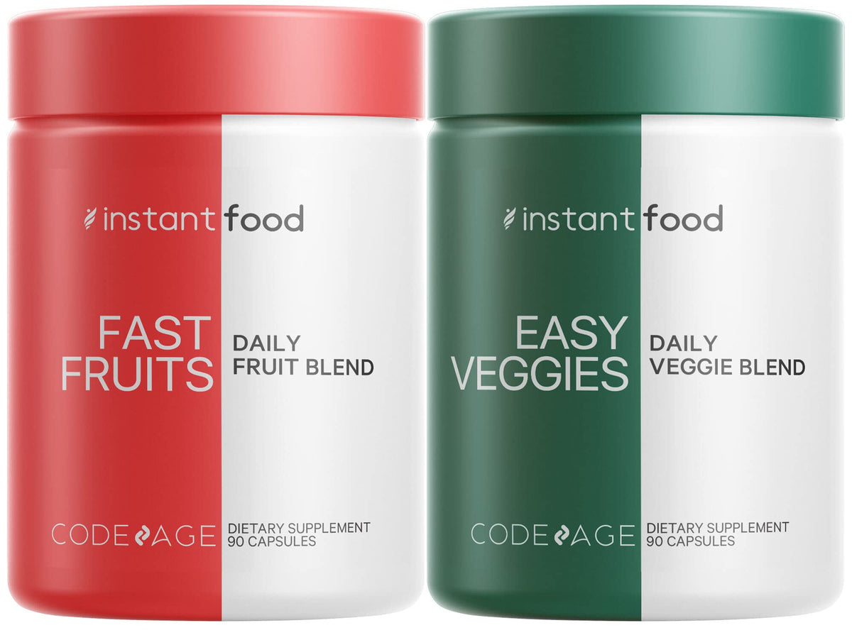 Codeage InstantFood Easy Veggies bottle front showing daily veggie capsule blend