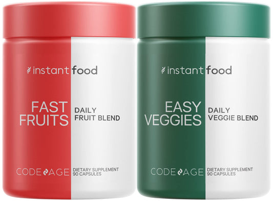 Codeage InstantFood Easy Veggies bottle front showing daily veggie capsule blend
