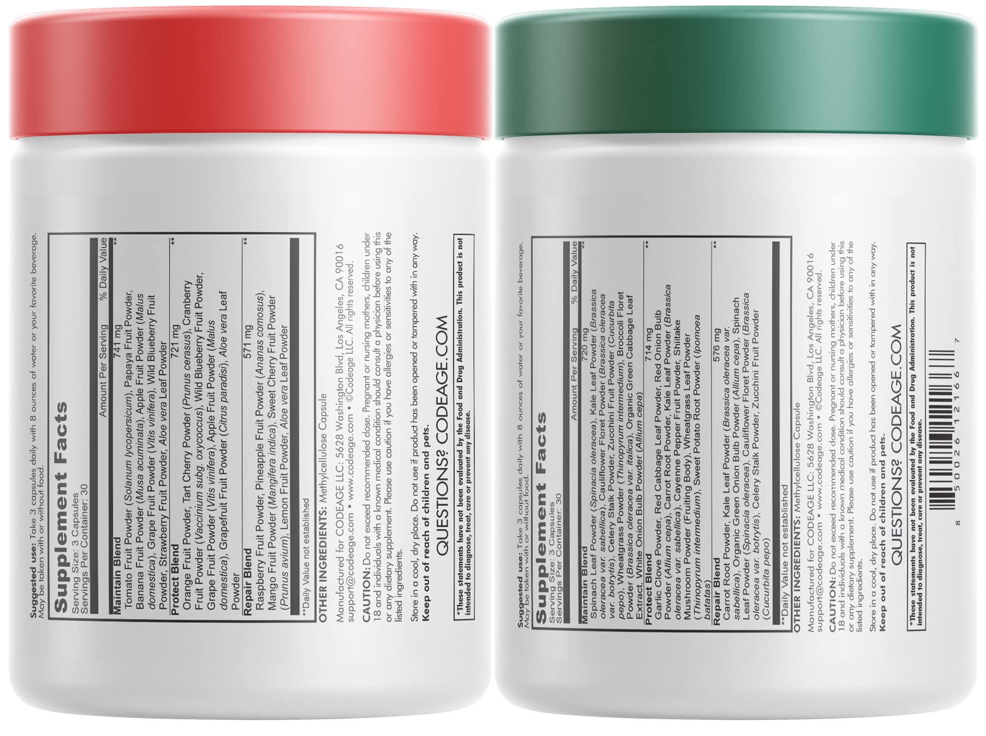 Codeage InstantFood Fast Fruits bottle front showing fruit capsule blend