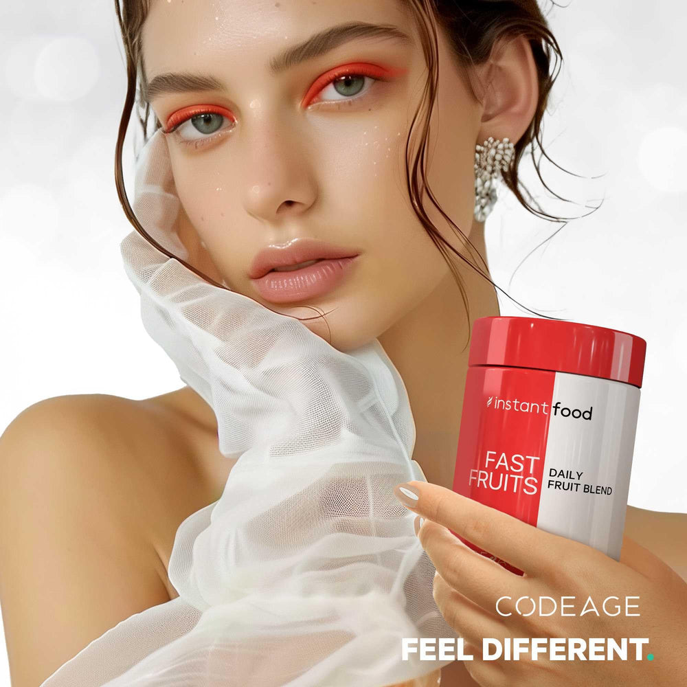 Codeage Instantfood Fast Fruits color swatches show the variety of real fruits included.