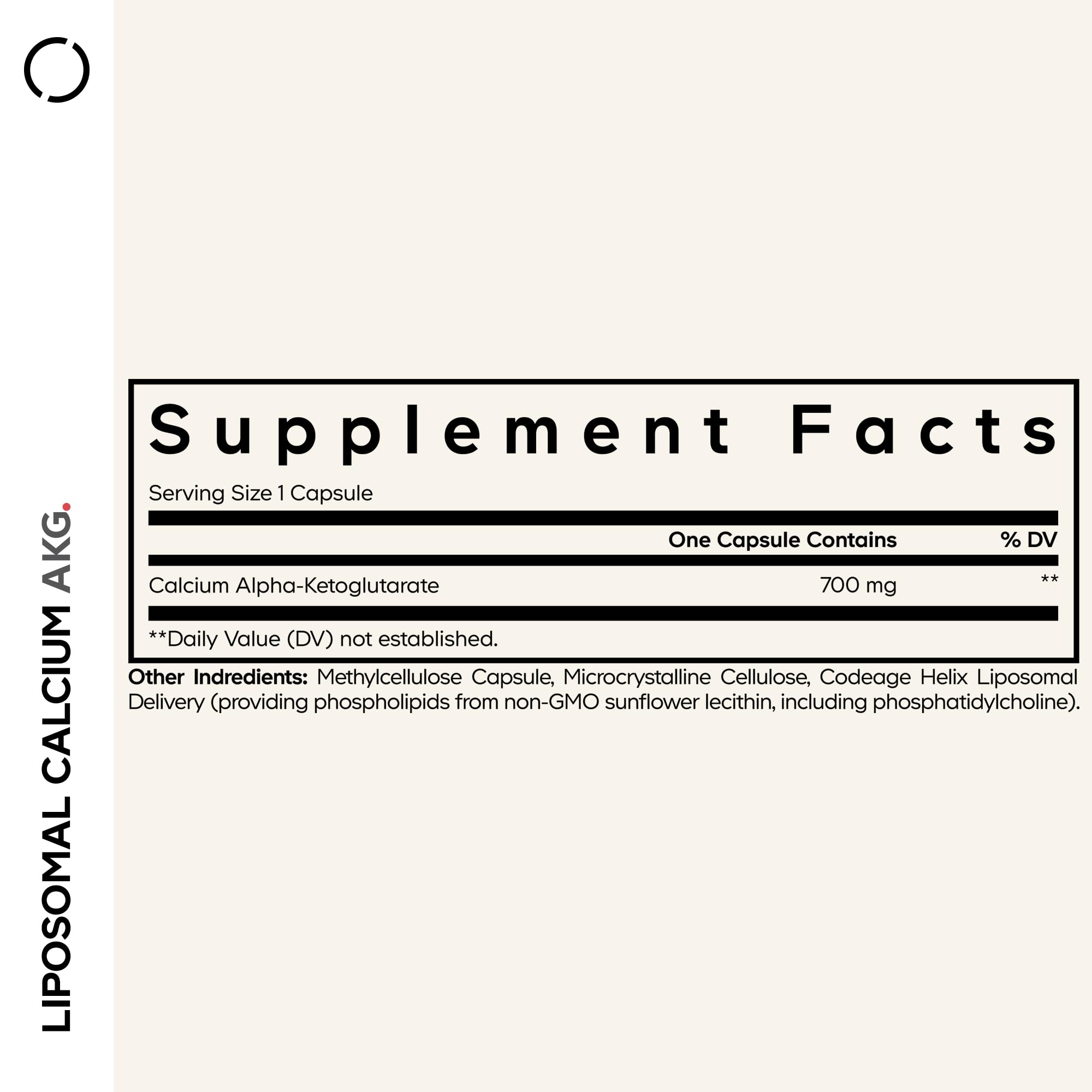 Codeage Liposomal Calcium AKG capsules close-up; convenient daily intake for wellness routines.