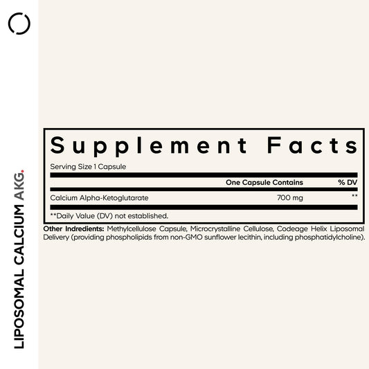 Codeage Liposomal Calcium AKG capsules close-up; convenient daily intake for wellness routines.