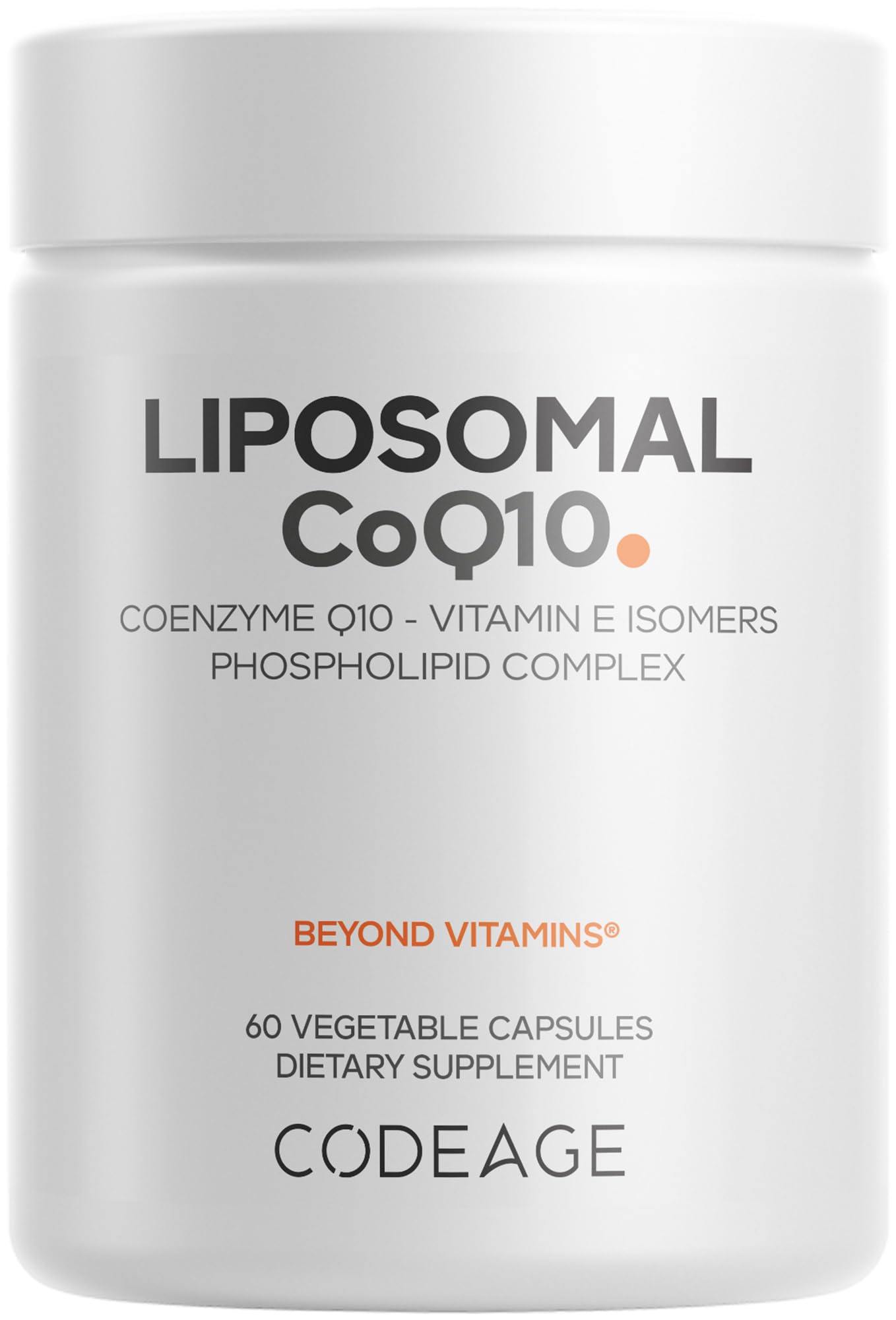 Codeage Liposomal CoQ10 bottle front showing premium formula and packaging