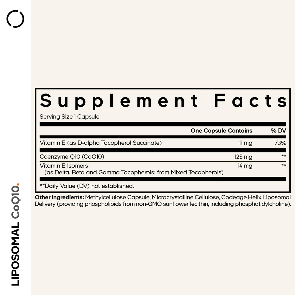 Codeage Liposomal CoQ10 capsule close-up for easy swallowing
