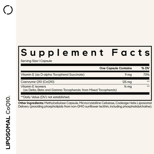 Codeage Liposomal CoQ10 capsule close-up for easy swallowing
