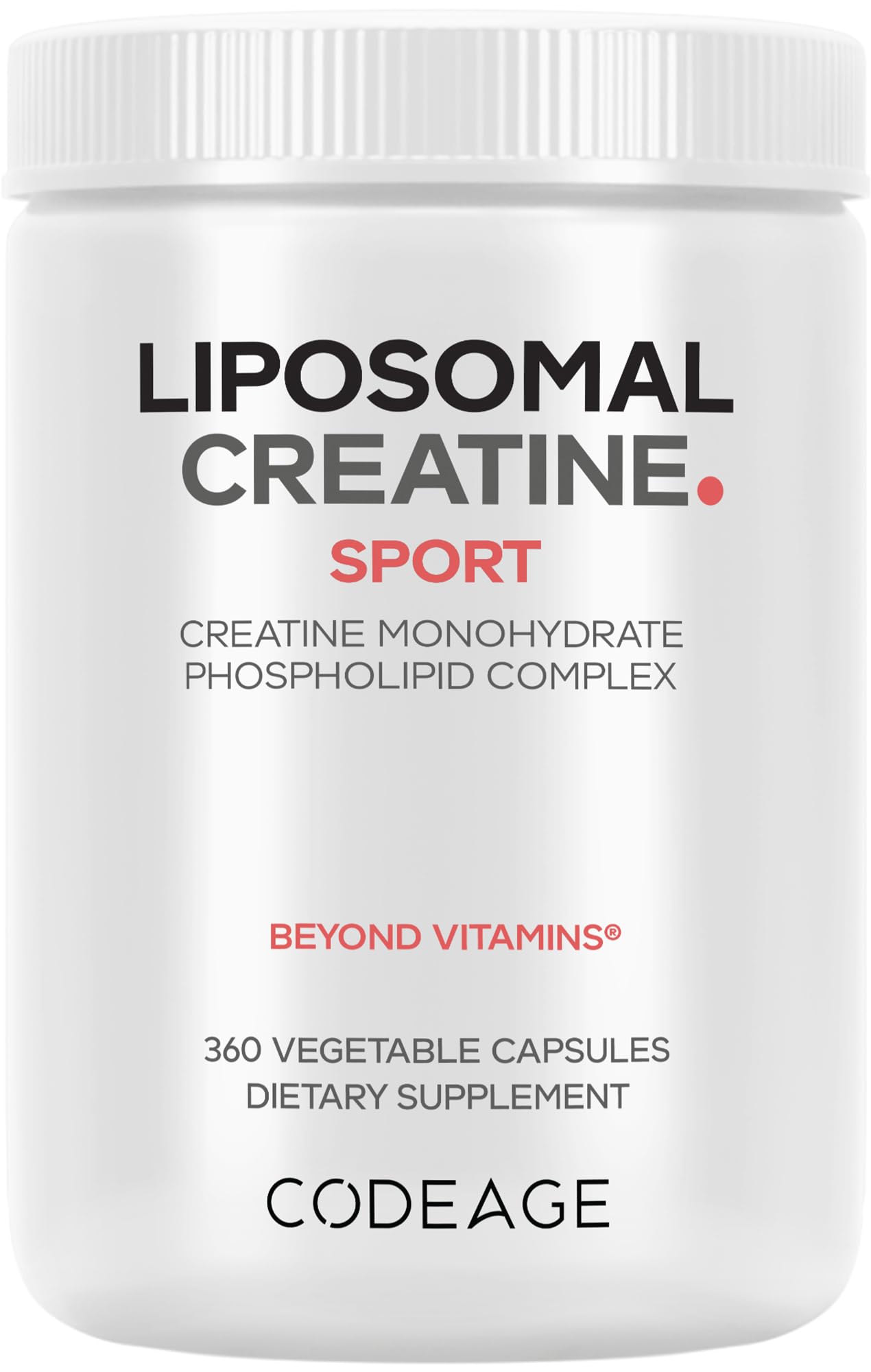Codeage Liposomal Creatine Monohydrate bottle with 360 capsules for athletes