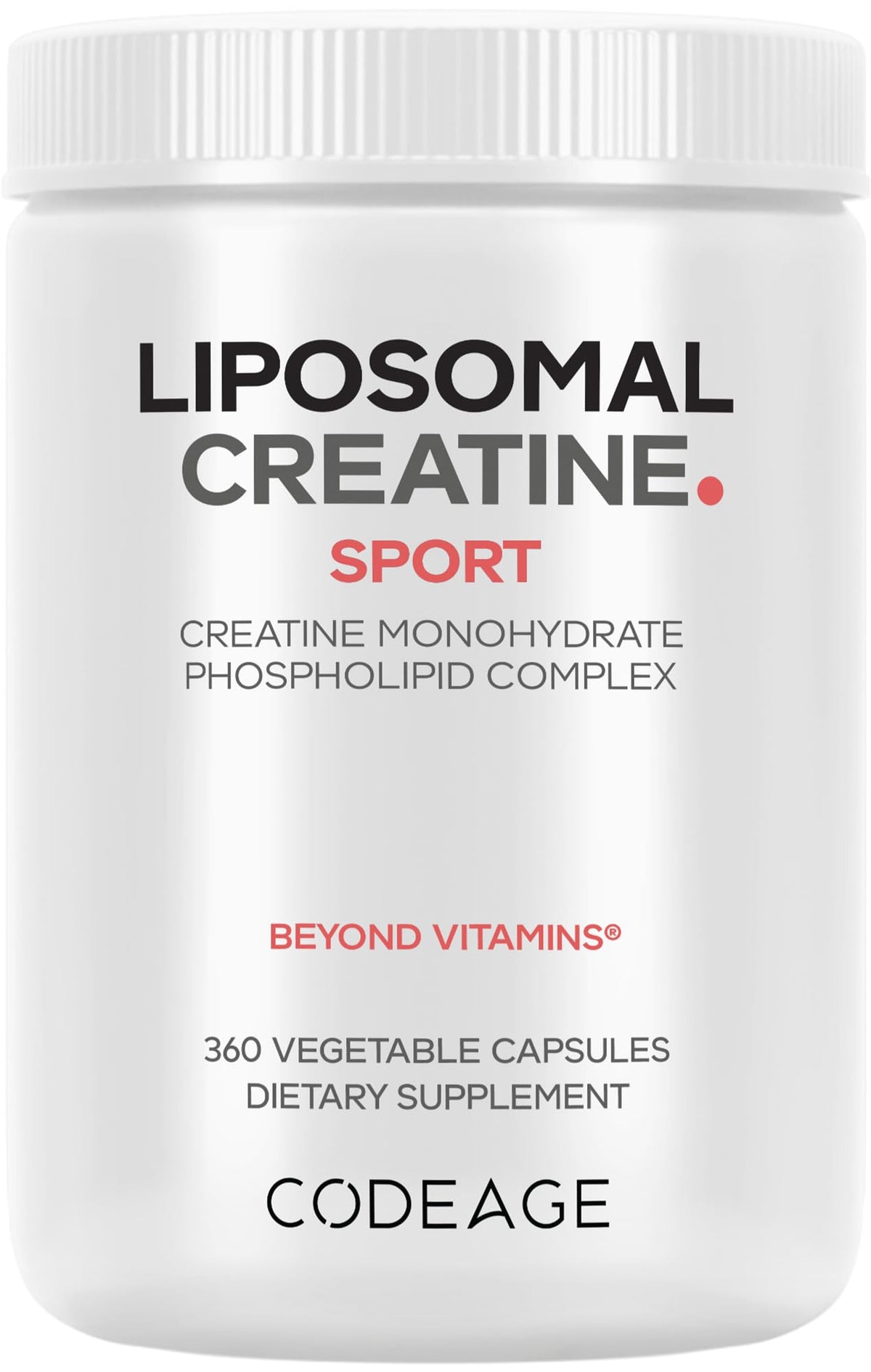 Codeage Liposomal Creatine Monohydrate bottle with 360 capsules for athletes