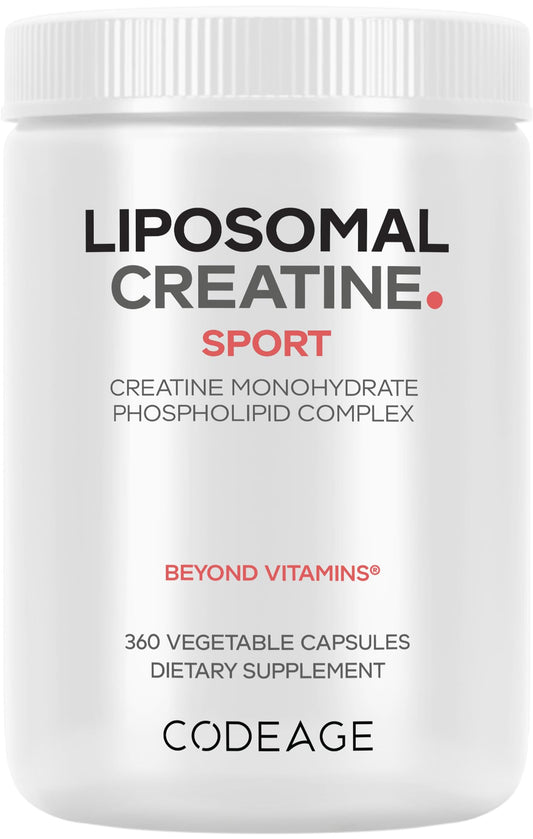 Codeage Liposomal Creatine Monohydrate bottle with 360 capsules for athletes