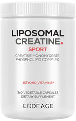 Codeage Liposomal Creatine Monohydrate bottle with 360 capsules for athletes