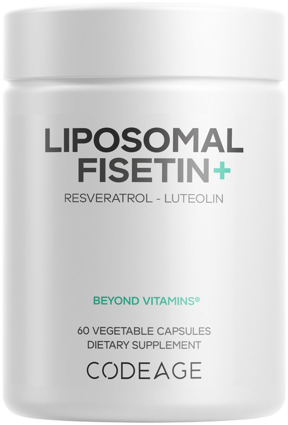Codeage Liposomal Fisetin bottle showing a one-month supply