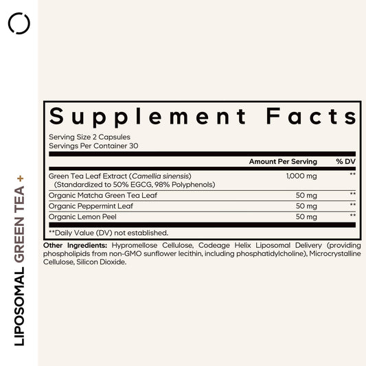 Codeage Liposomal Green Tea+ capsules provide a convenient daily supplement.