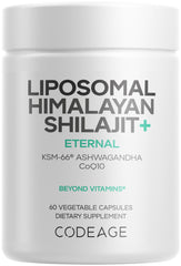 Codeage Liposomal Himalayan Shilajit bottle highlights convenient daily vitality with liposomal delivery.