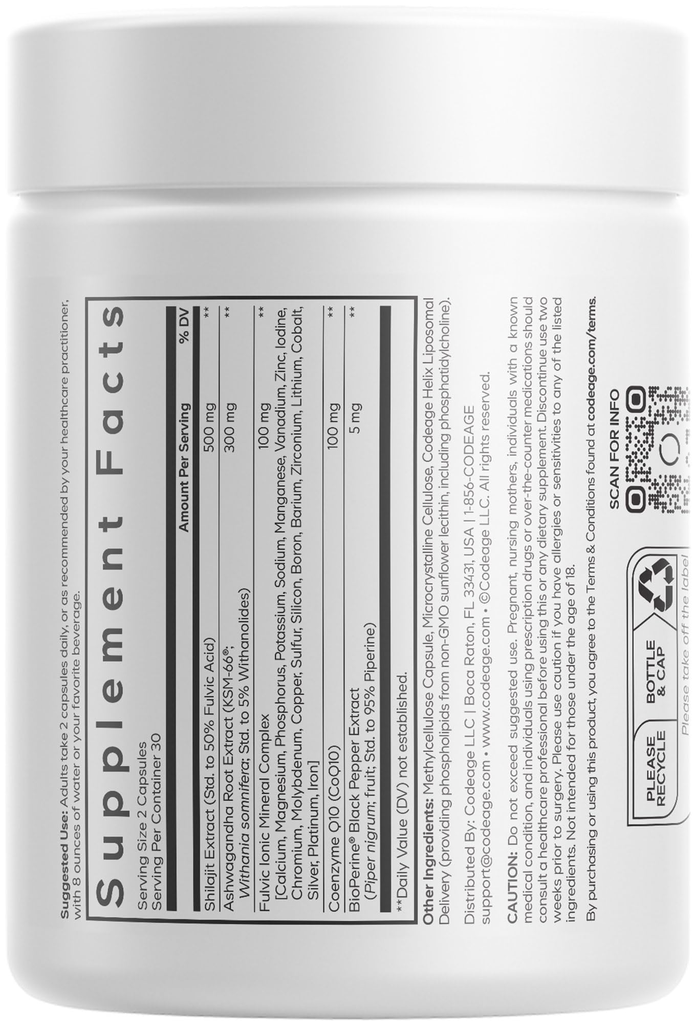 Codeage Liposomal Himalayan Shilajit capsules – easy daily supplement format for busy routines.