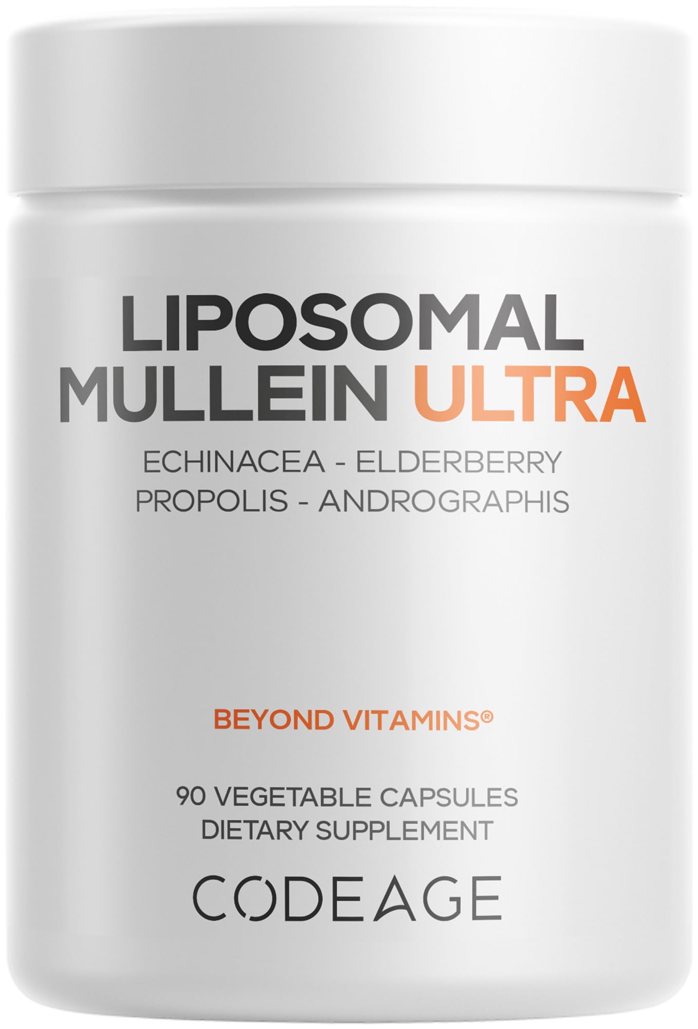 Codeage Liposomal Mullein Ultra bottle for daily wellness support.