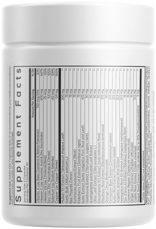 Codeage Liposomal Mullein Ultra capsules for convenient daily use.