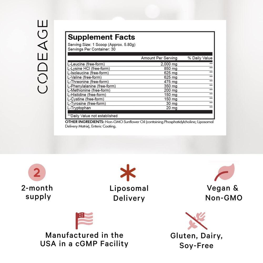 Codeage Liposomal Multi Amino+ being poured for a quick, easy mix.