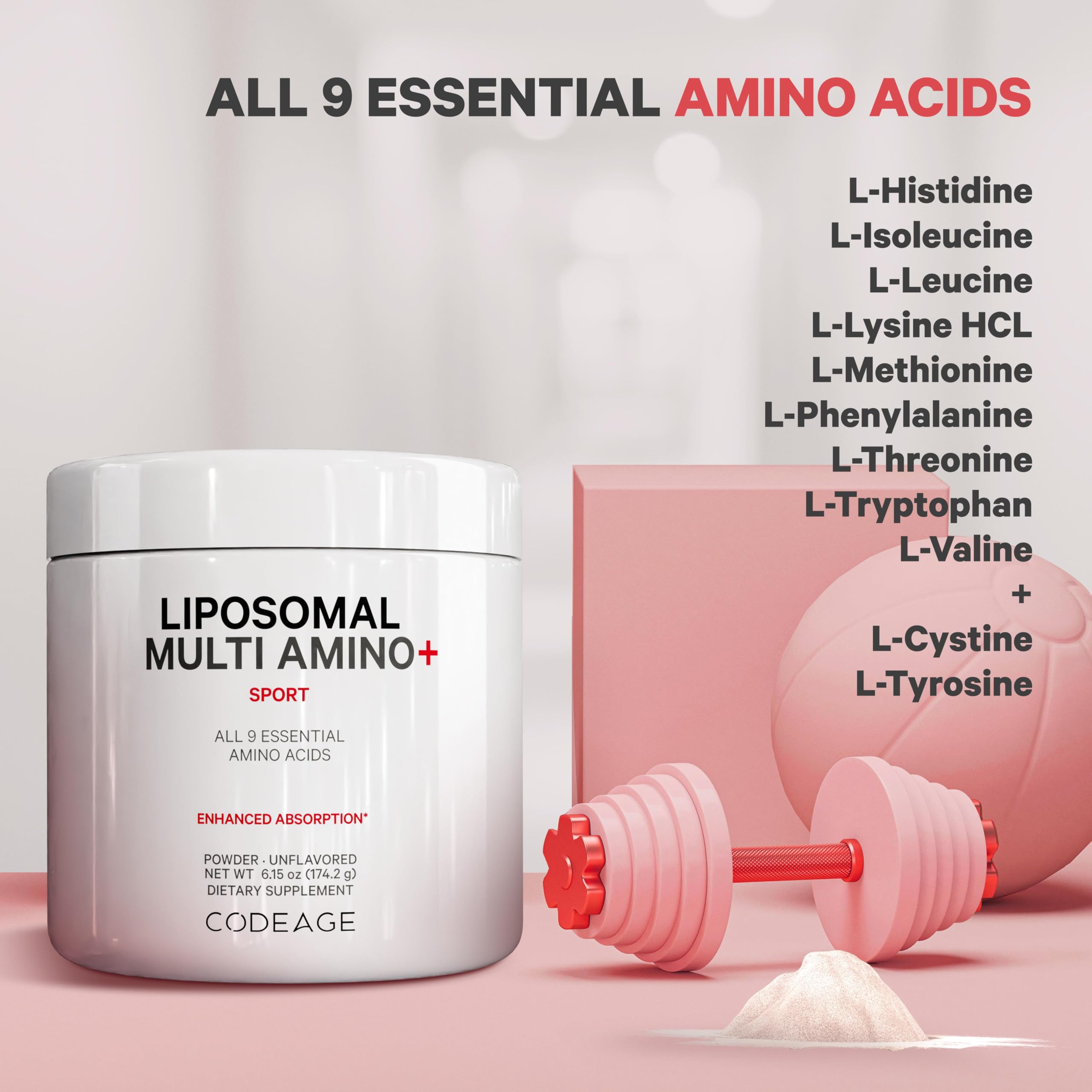 Codeage Liposomal Multi Amino+ scoop provides convenient daily portions.
