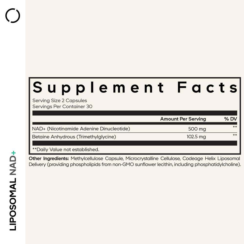Codeage Liposomal NAD+ capsules close-up for easy dosing