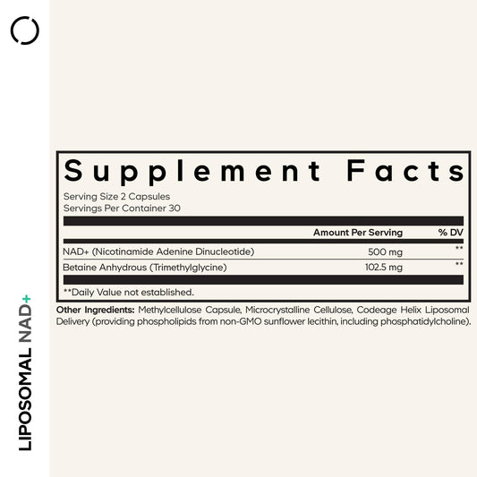 Codeage Liposomal NAD+ capsules close-up for easy dosing