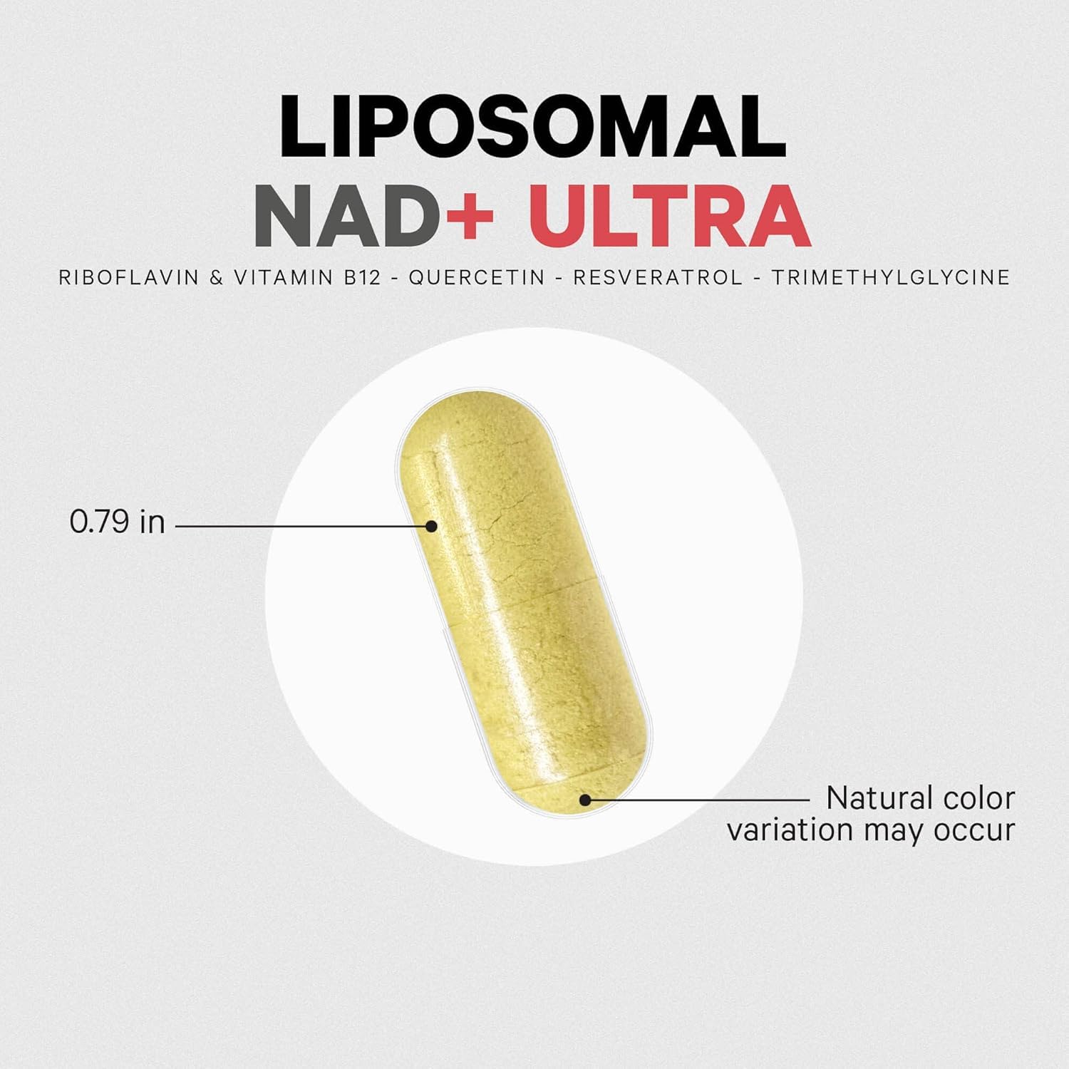 Codeage Liposomal NAD+ Ultra label highlights quercetin and resveratrol benefits