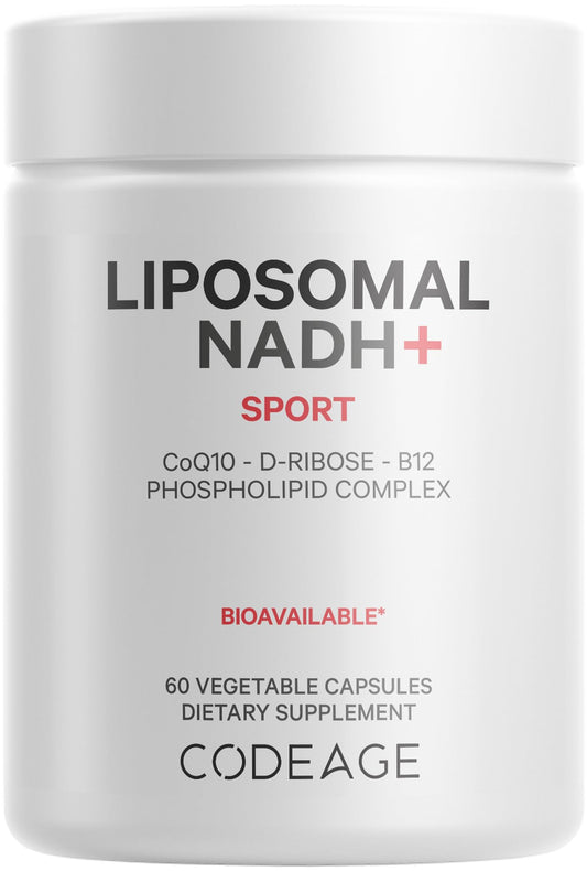 Codeage Liposomal NADH+ bottle front ready for daily energy support.