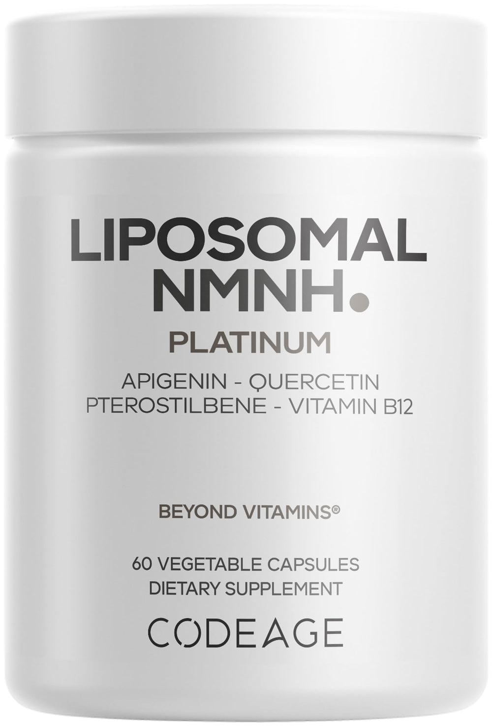 Codeage Liposomal NMNH Platinum bottle showing packaging for NAD+ precursor supplement