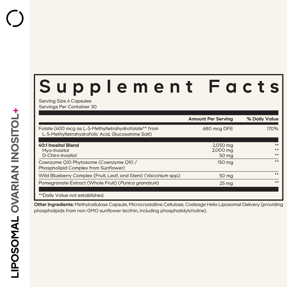 Codeage Liposomal Inositol capsules with Myo- and D-Chiro-Inositol.