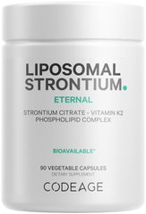 Codeage Liposomal Strontium capsules close-up, liposomal delivery for enhanced absorption.
