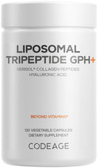 Codeage Liposomal Tripeptide GPH+ bottle front showing Verisol peptides for skin support