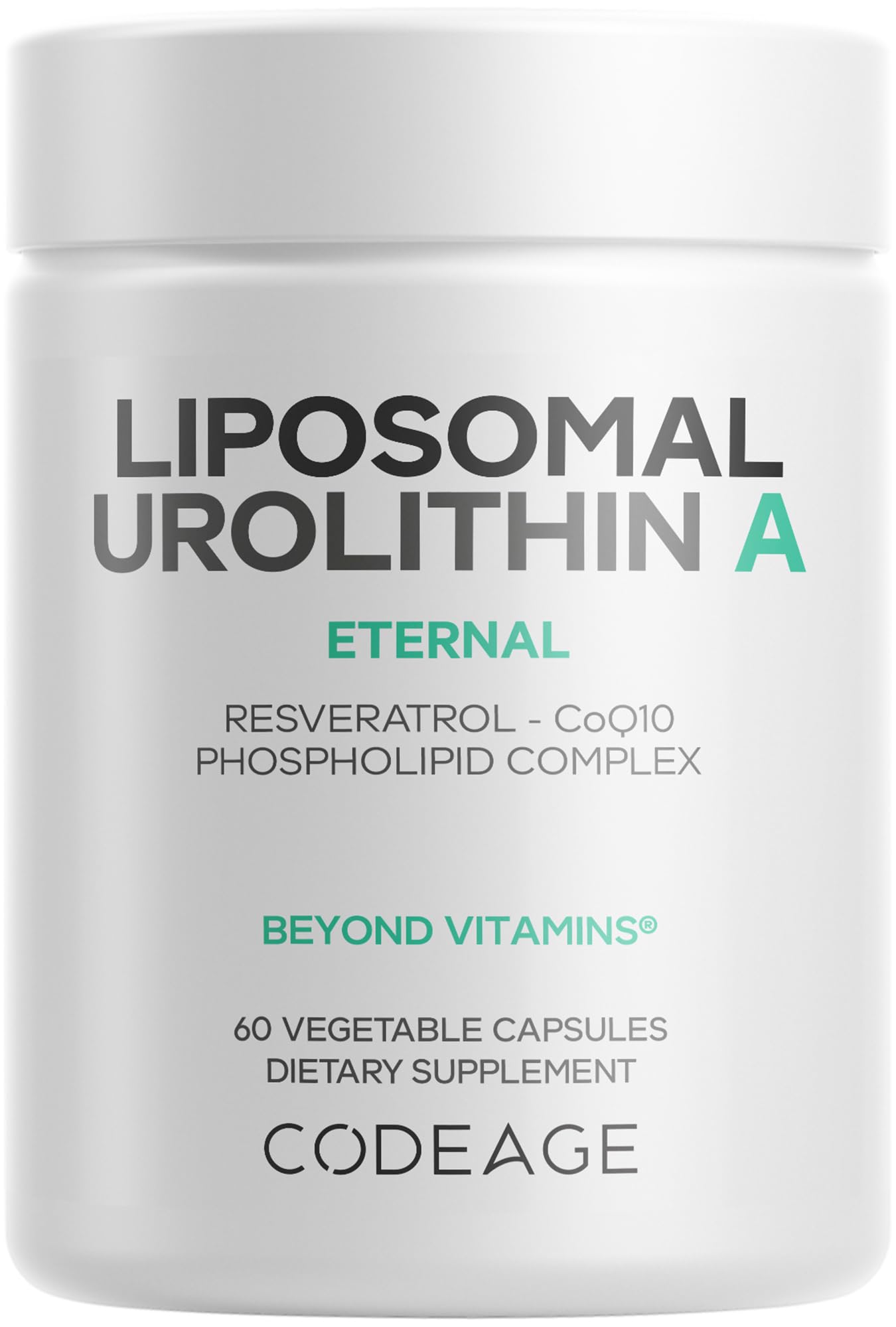 Codeage Liposomal Urolithin A bottle on shelf for daily wellness possibilities.