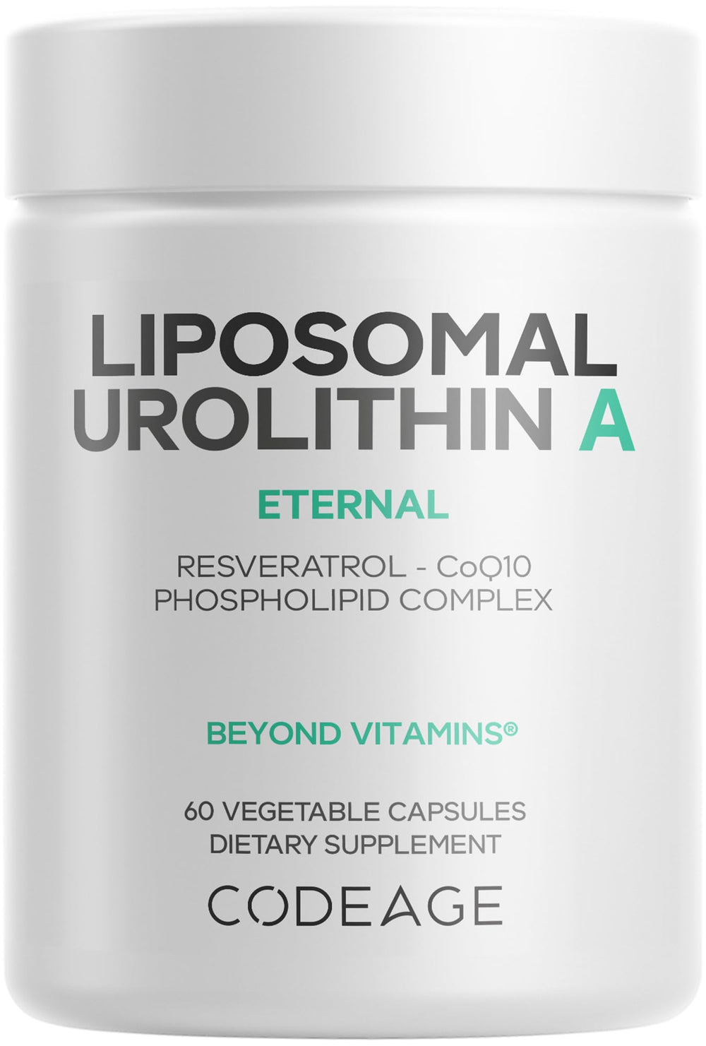 Codeage Liposomal Urolithin A bottle on shelf for daily wellness possibilities.