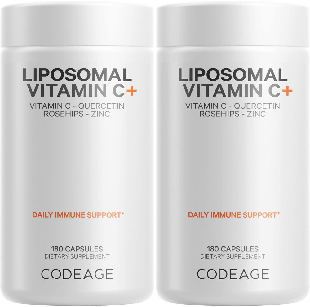 Codeage Liposomal Vitamin C bottle on shelf showcases convenient daily wellness support.