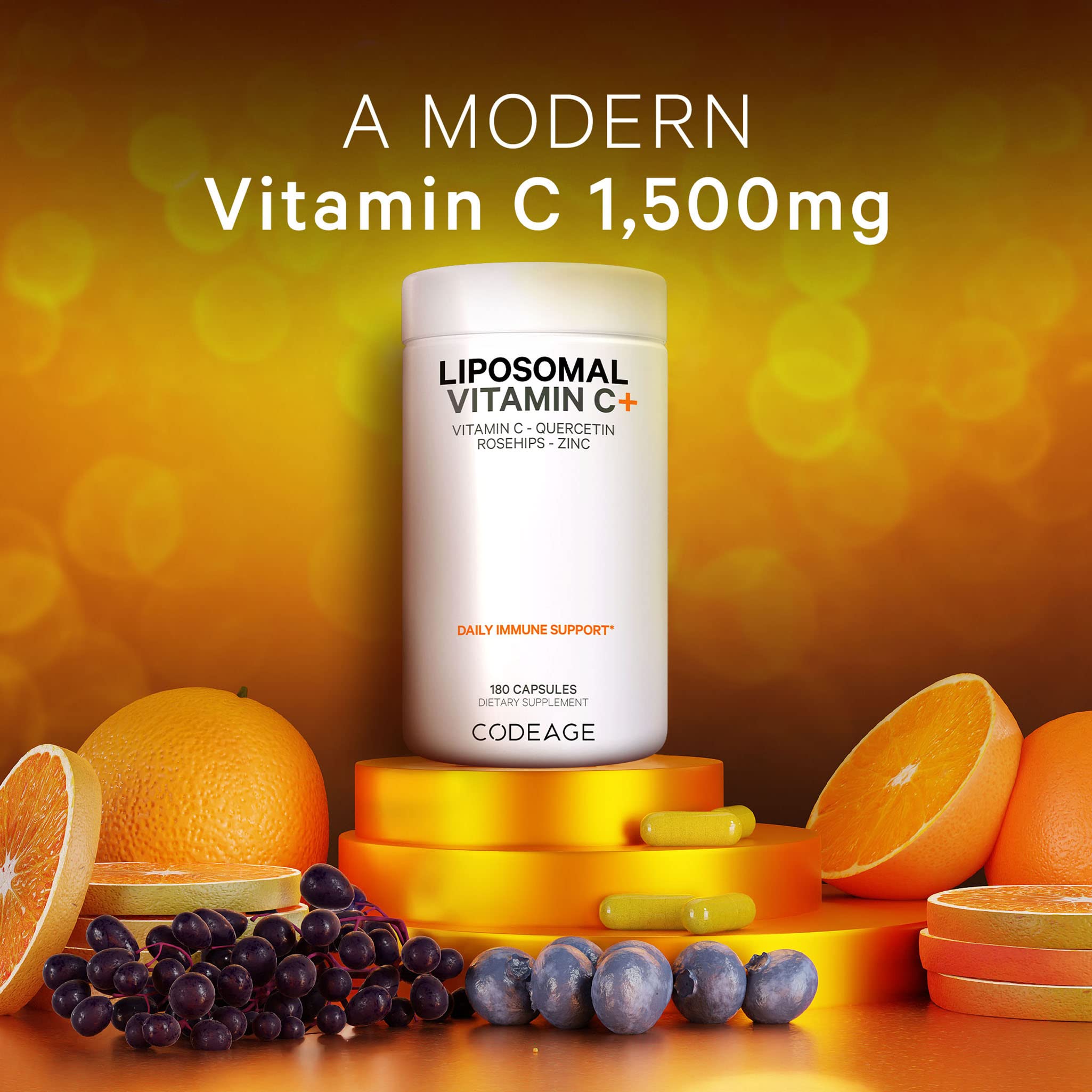 Ingredient panel highlights zinc and liposomal delivery for enhanced absorption potential.