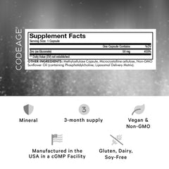 Codeage Liposomal Zinc capsules closeup shows easy-to-swallow pills.