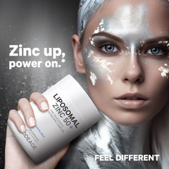 Codeage Liposomal Zinc glass bottle sits on kitchen counter.