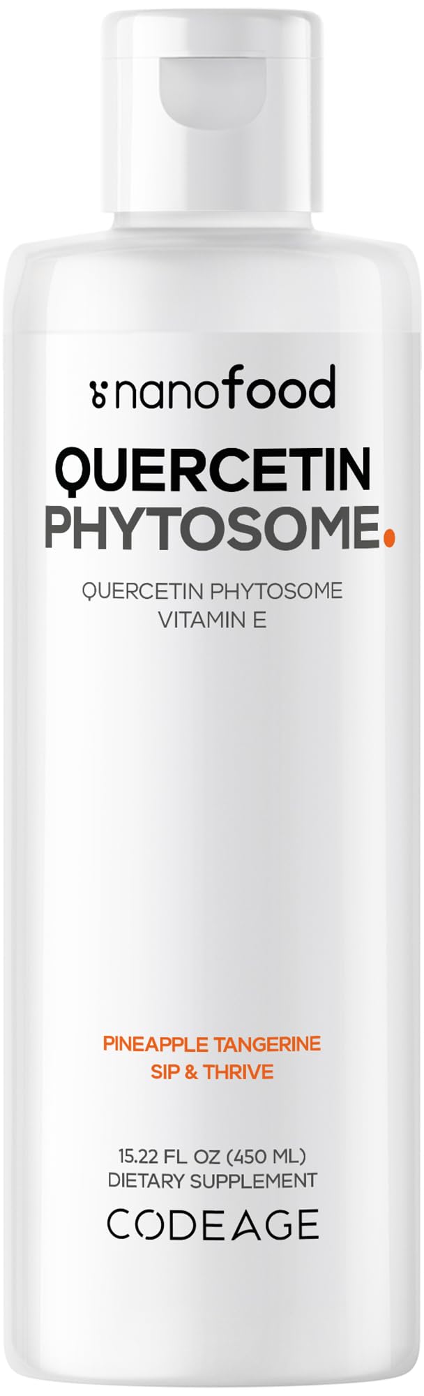 Codeage Liquid Quercetin Phytosome bottle demonstrates liposomal delivery for easy absorption.
