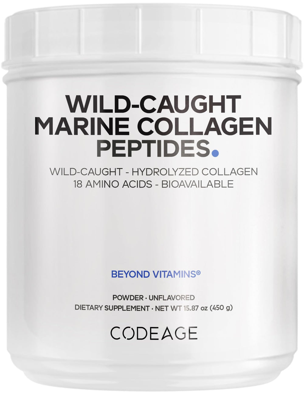Codeage Marine Collagen Powder bottle shown for daily skin and joint support.