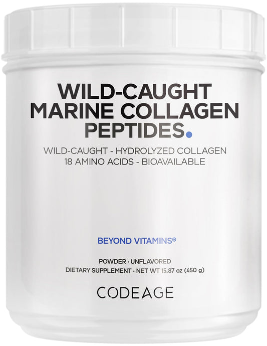 Codeage Marine Collagen Powder bottle shown for daily skin and joint support.