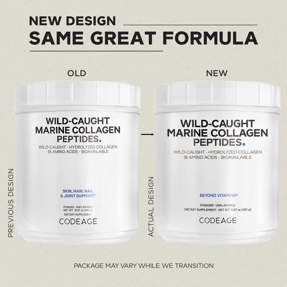 Codeage Marine Collagen Powder being poured into a glass for a smoothie.