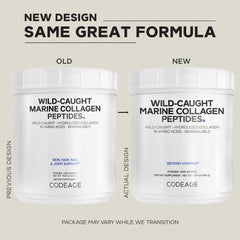 Codeage Marine Collagen Powder being poured into a glass for a smoothie.