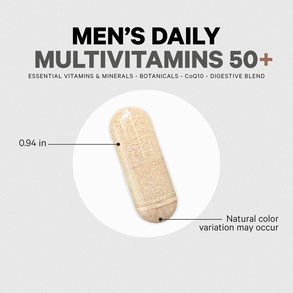 Codeage Men's Multivitamin 50+ daily-use packaging supports routine