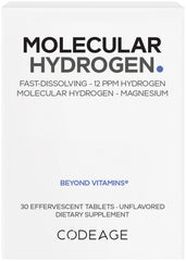 Codeage Molecular Hydrogen tablets in a box front for quick everyday hydration.