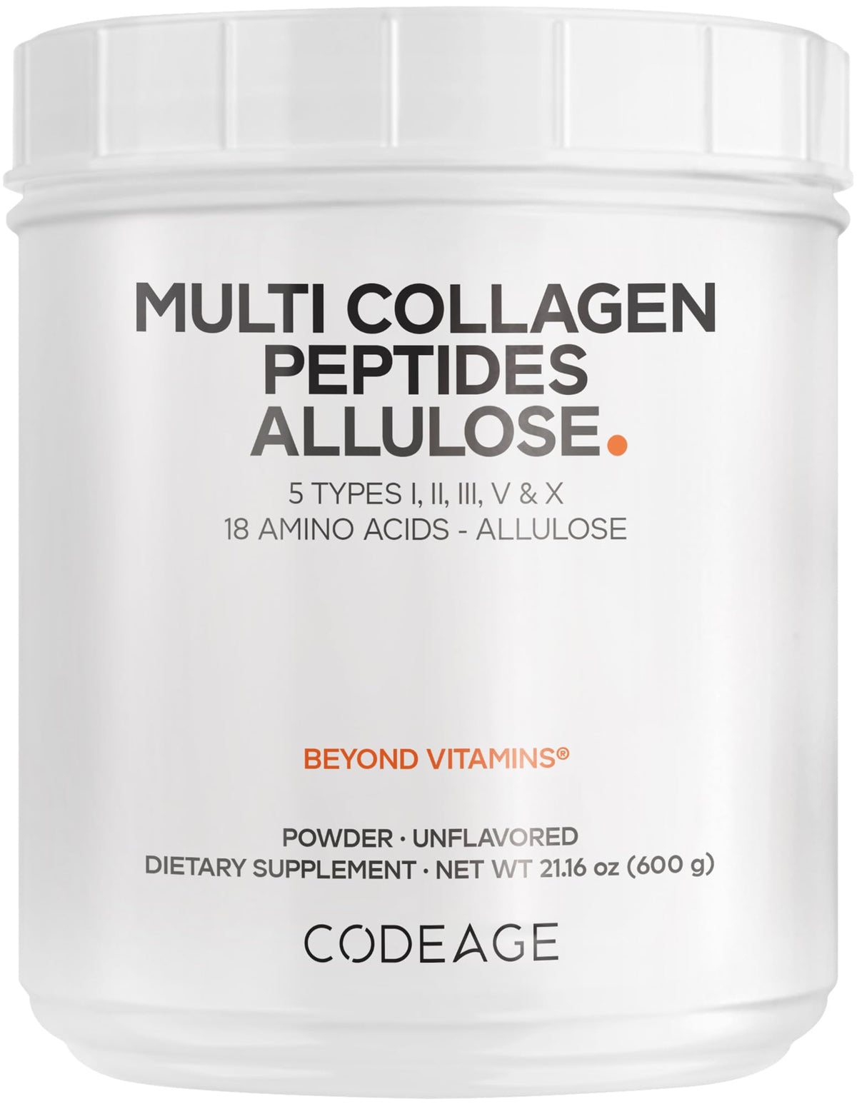 Codeage Multi Collagen Allulose bottle close-up for daily wellness