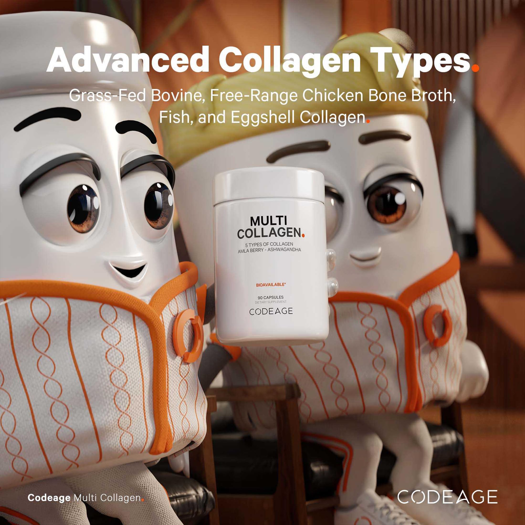 Codeage Multi Collagen capsules in hand demonstrate portable daily collagen intake