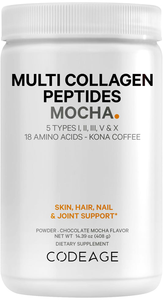 Codeage Multi Collagen Mocha Coffee Powder for a convenient morning boost.