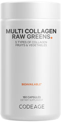 Codeage Multi Collagen Raw Greens bottle for easy daily wellness routine.