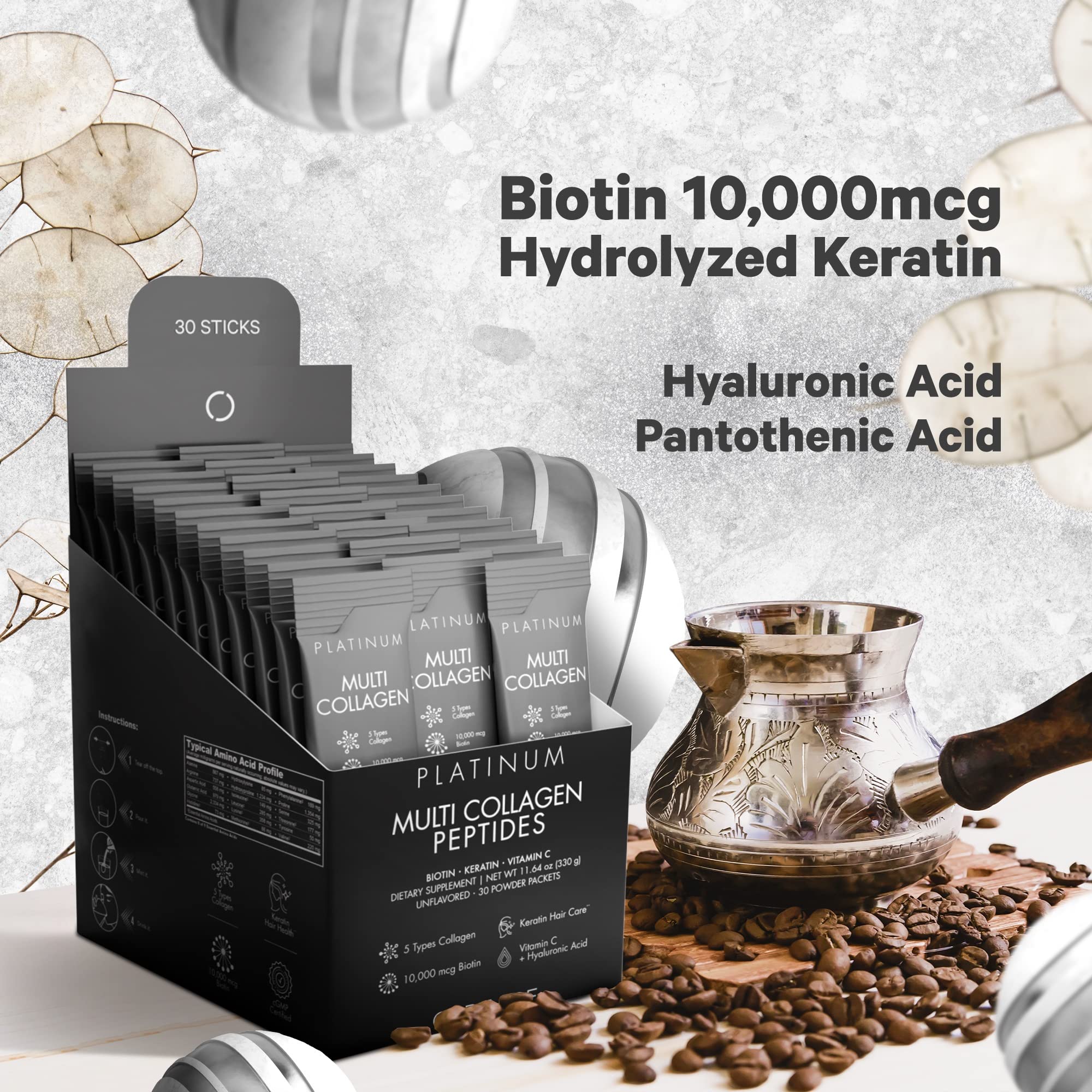 Codeage collagen stick added to coffee for convenient daily routine