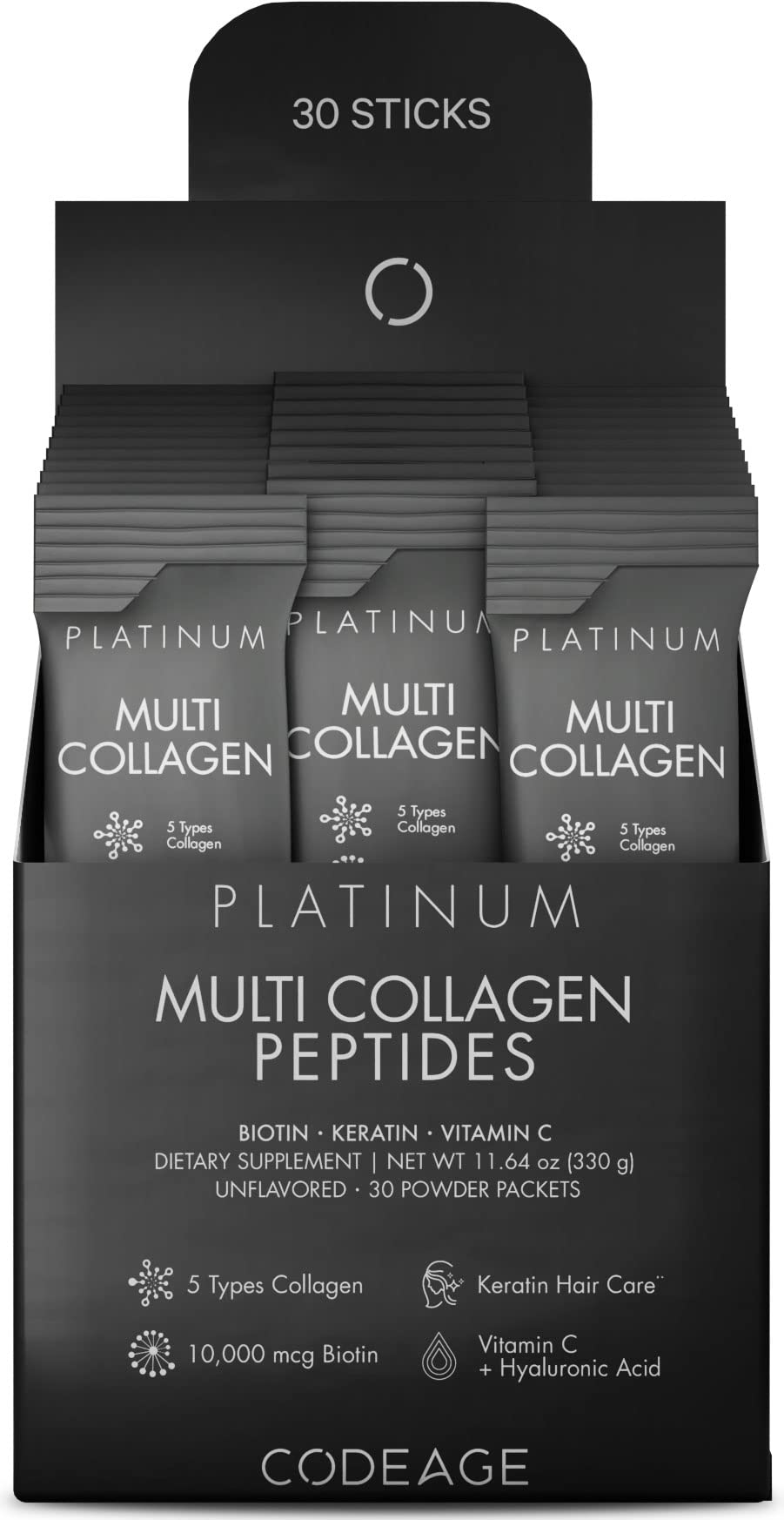 Codeage Multi Collagen stick packs label front showing premium blend